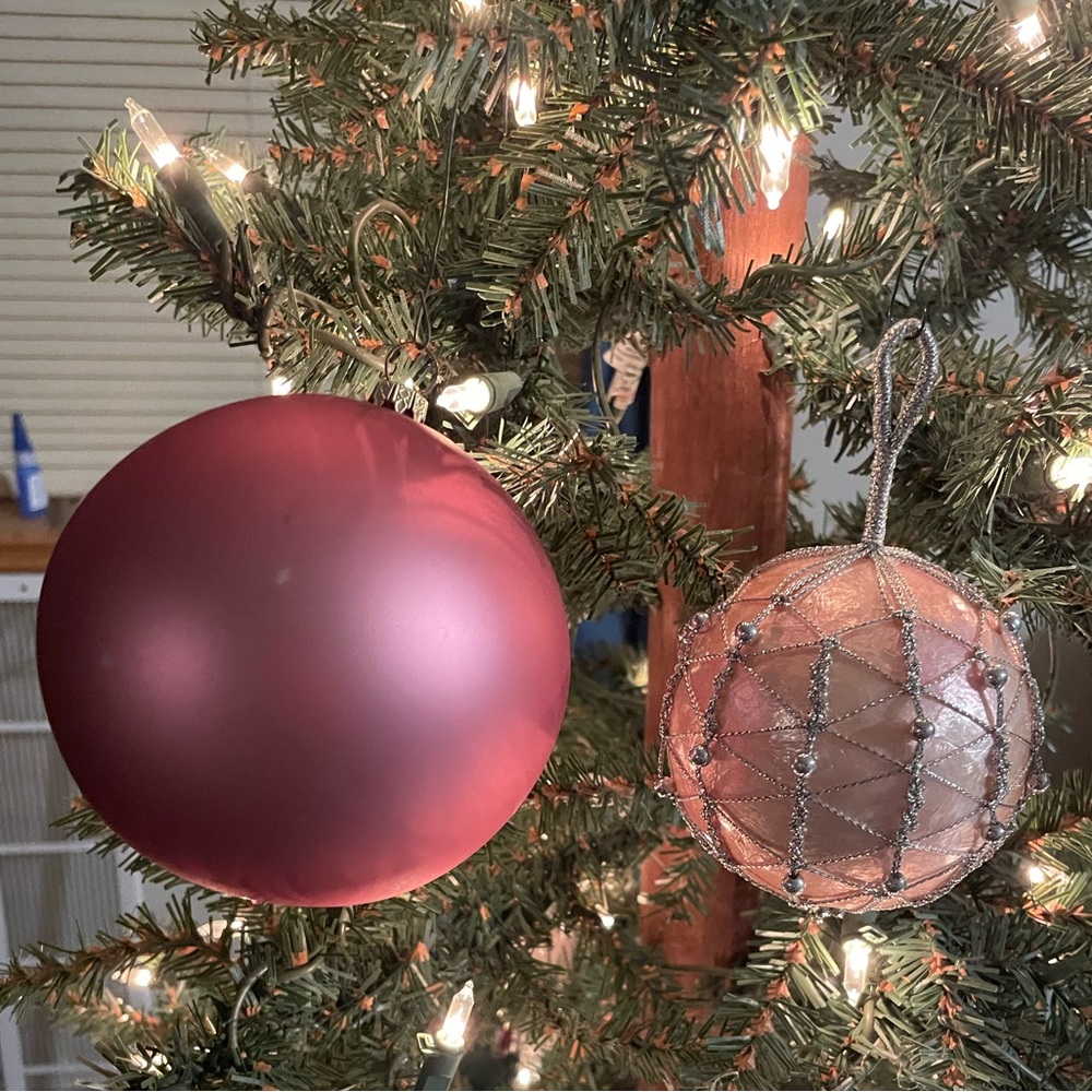 Elegant Holiday Ornament Set - shades of coral/champagne.